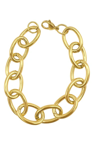 Adornia 14k Yellow Gold Plated Stainless Steel Oval Link Chain Bracelet
