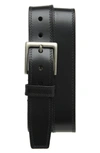Frye Men's Double Stitched Leather Belt In Black/ Antique Nickel