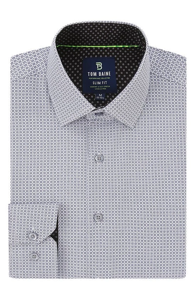 Tom Baine Slim Fit Print Long Sleeve Button-up Dress Shirt In White