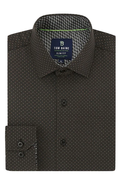 Tom Baine Slim Fit Print Long Sleeve Button-up Dress Shirt In Black Dots