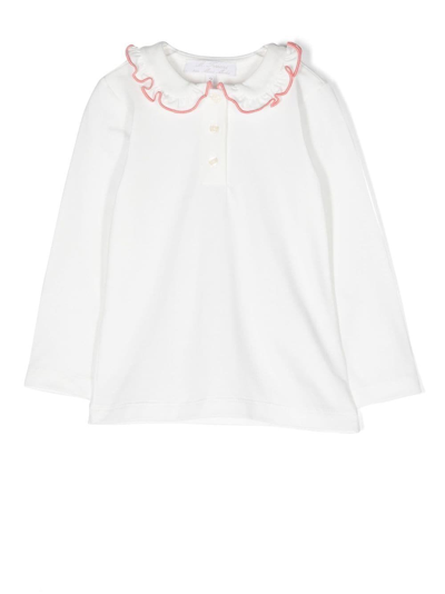 Mariella Ferrari Kids' Ruffled-collar Polo Shirt In White