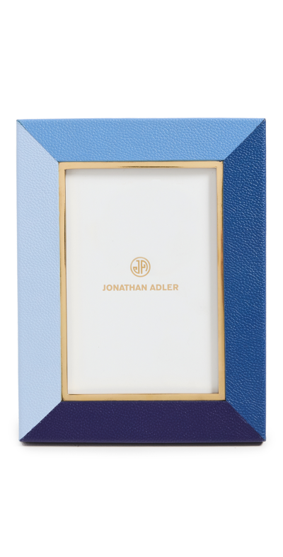 Jonathan Adler Perimeter Leather Frame Blue 4" X 6"