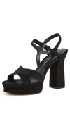 Ferragamo Gancini-buckle Suede Platform Sandals In Nero