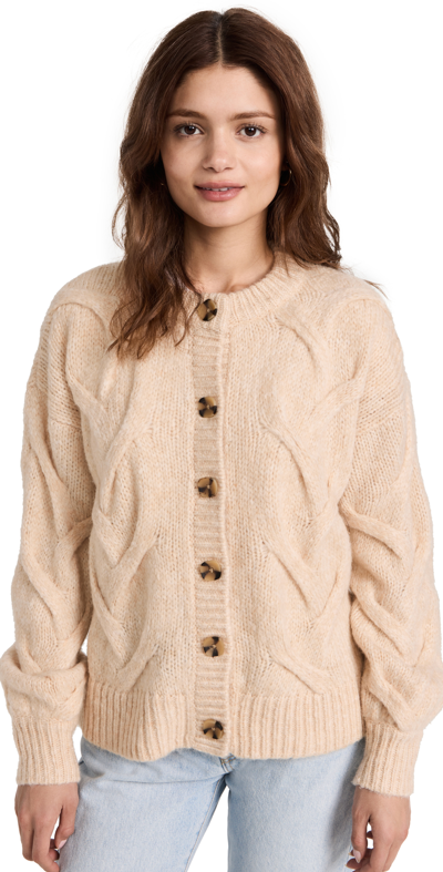 Madewell Cable Ashmont Cardigan Jumper In Heather Powder