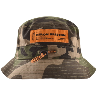 Heron Preston Camouflage Bucket Hat Green