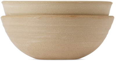 Lily Pearmain Beige Dinner Bowl Set In Lichen Glaze