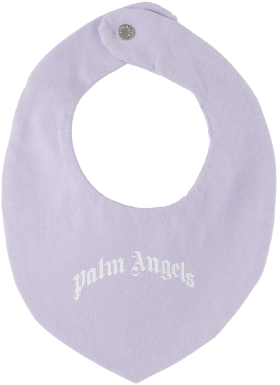 Palm Angels Baby Purple Curved Logo Bib In Lilac White