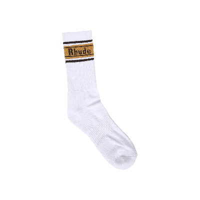 Pre-owned Rhude Stripe Logo Sock 'white/brown'