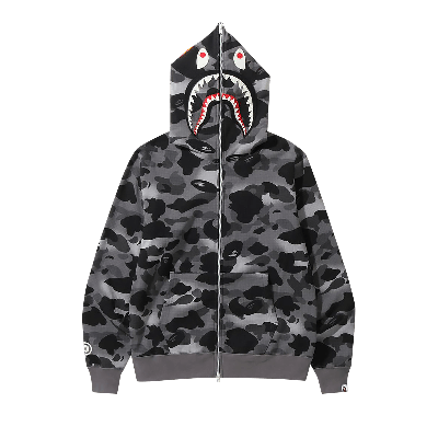 Pre-owned Bape Grid Camo Shark Full Zip Hoodie 'black'