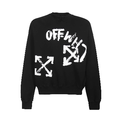 Pre-owned Off-white Paint Script Skate Crewneck 'black/white'