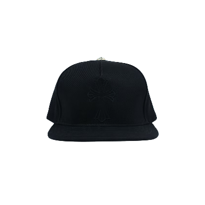 Pre-owned Chrome Hearts Cross Waxed Denim Snapback 'black'