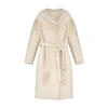 Yves Salomon Reversible Hooded Shearling Coat In Blanc