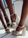 Princess Polly Everlasting Satin Platform Heels In Champagne