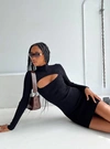 Princess Polly Lyvia Long Sleeve Mini Dress In Black