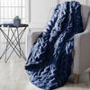 Modern Threads Luxury Braided Faux Fur Reverse To Flannel Throw Blanket In Blue
