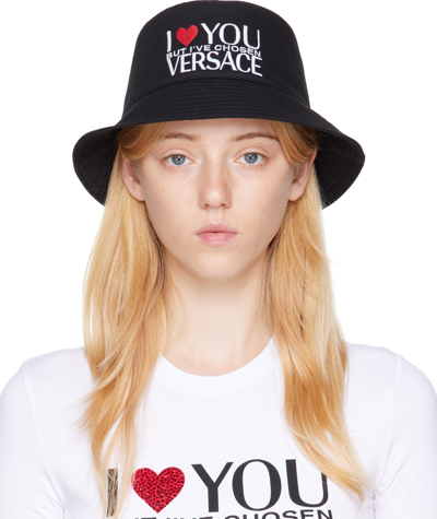 Versace I ♡ You… Bucket Hat, Female, Black, 59