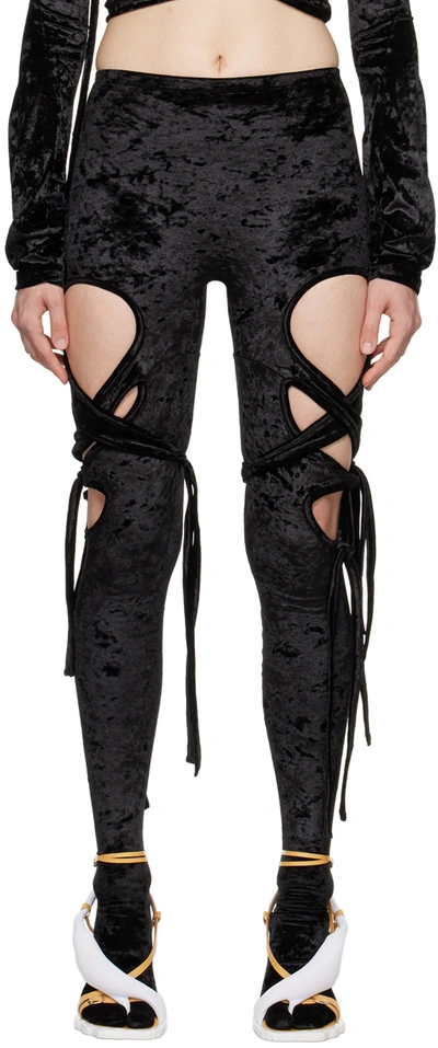 Ottolinger Tabi Cut-out Velvet Leggings In Black