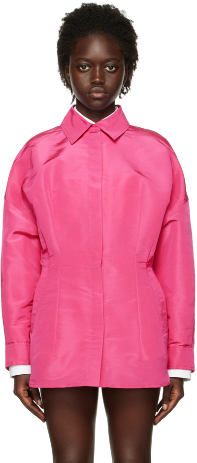 Valentino Slim-fit Silk Jacket In Pink Pp