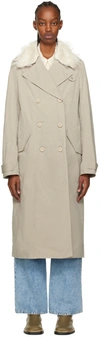 Our Legacy Beige Long Db Buta Coat In Sand Wax Neo Nylon