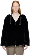 HERNO BLACK SOFT OVERSIZE FAUX-FUR BOMBER JACKET