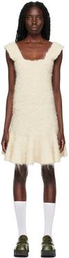 JIL SANDER OFF-WHITE SQUARE NECK MINIDRESS