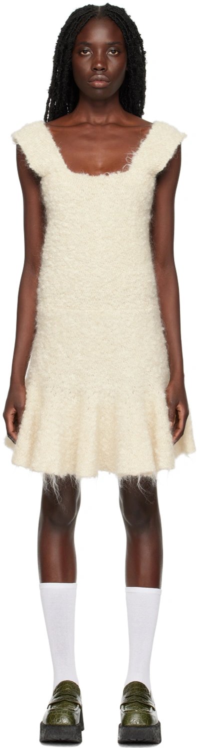 Jil Sander Off-white Square Neck Minidress In Cream