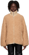 Stand Studio Azalea Faux-shearling Zip Jacket In Beige