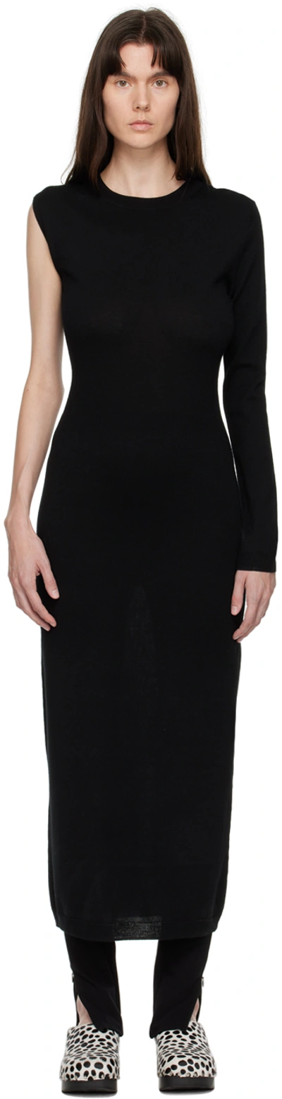 Totême Knitted Merino Wrap Dress In 200 Black