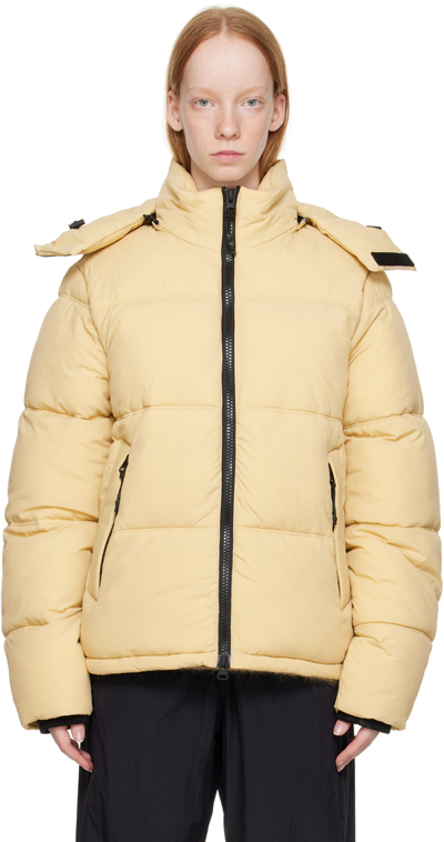 The Very Warm Beige Hooded Puffer Jacket In Cream