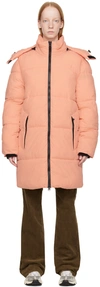 THE VERY WARM PINK LONG HOODED PUFFER JACKET