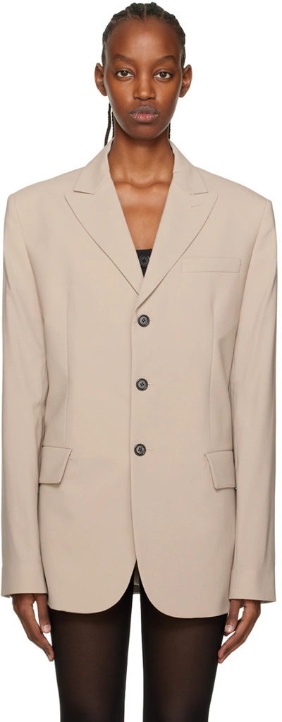 Nensi Dojaka Beige Button-down Blazer In Beige Beige