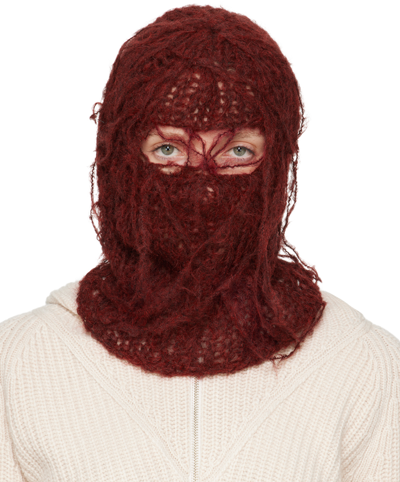 Airei Red Hand Knit Balaclava In Red Mix
