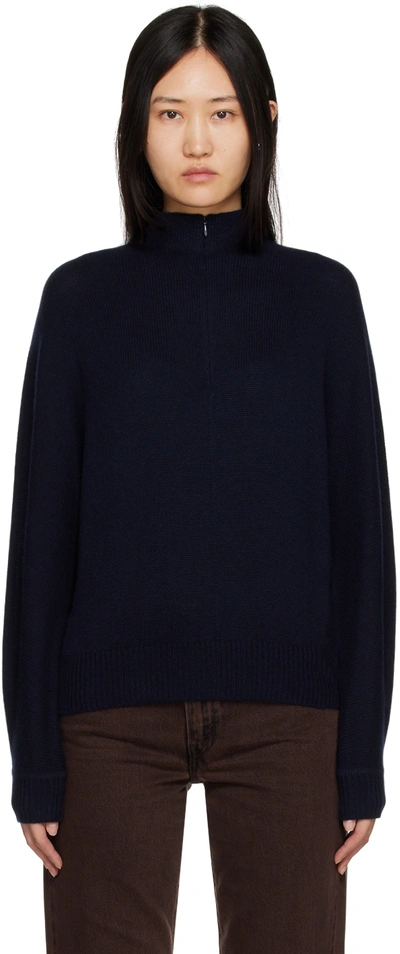 Theory Navy Half-zip Sweater In Deep Navy - G8e