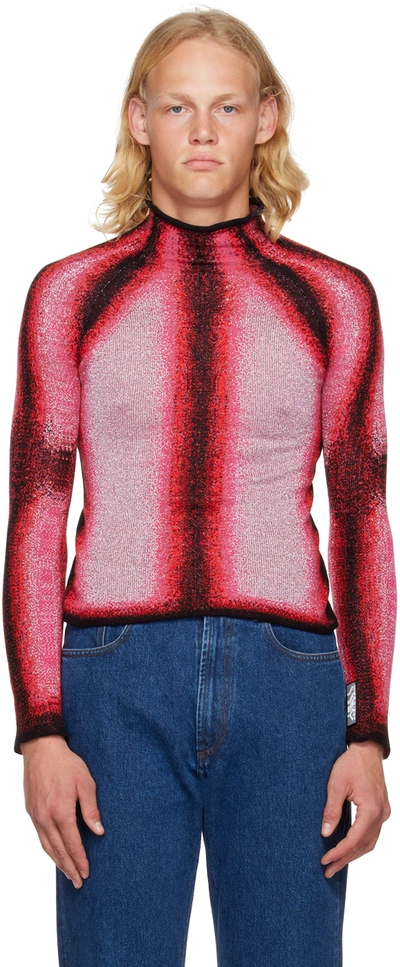 Y/project Ssense Exclusive Red Turtleneck In Pink / Silver / Blac