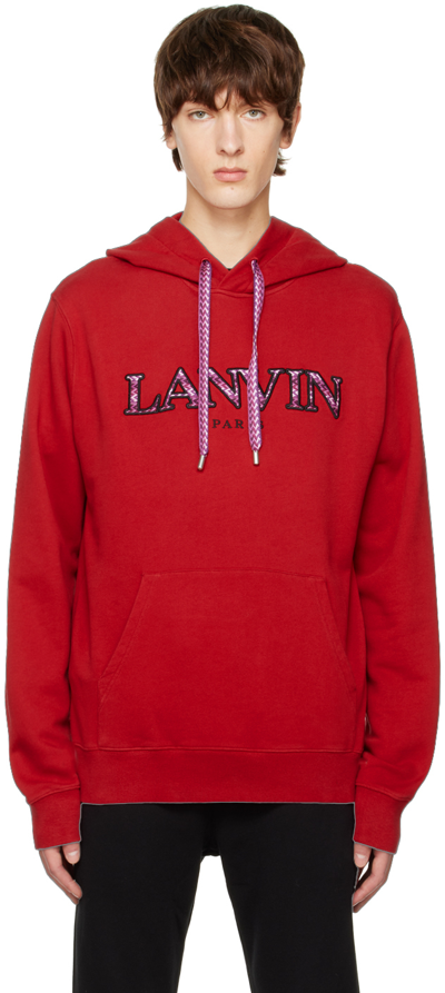 Lanvin Curb Embroided Hoodie In Red