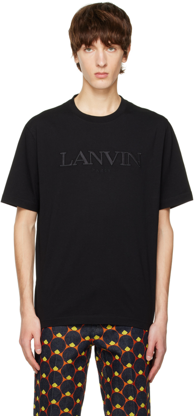 Lanvin Embroidered-logo Short-sleeved T-shirt In Black