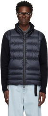MONCLER NAVY PADDED DOWN CARDIGAN