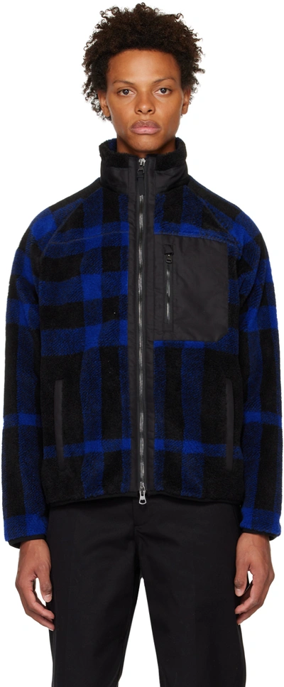 Burberry Cotton-blend Twill-panelled Checked Fleece Jacket In Multi-colored