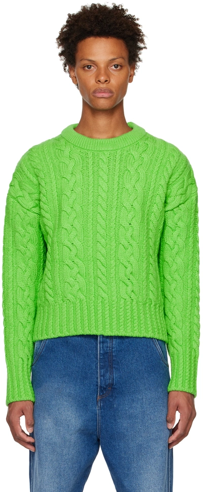Ami Alexandre Mattiussi Green Wool Crew-neck Sweater