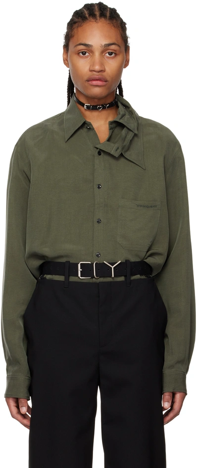 Y/project Khaki Asymmetric Collar Shirt In Army Green