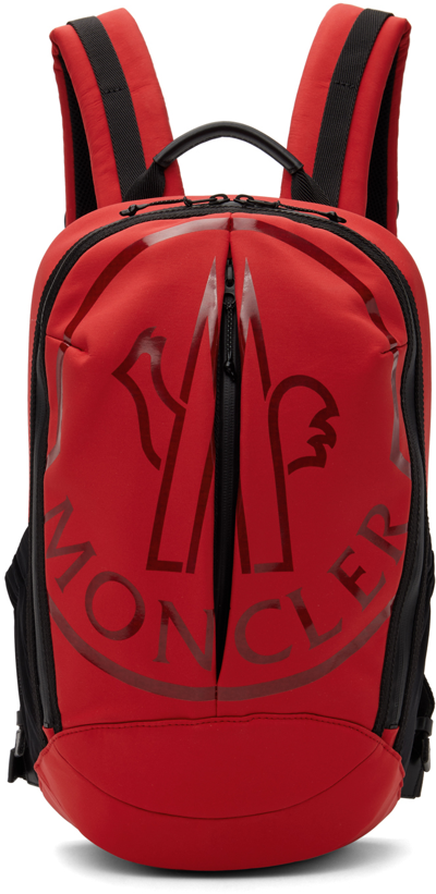 Moncler Red Cut Backpack In 454 Red