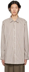 HED MAYNER WHITE & BROWN STRIPED SHIRT