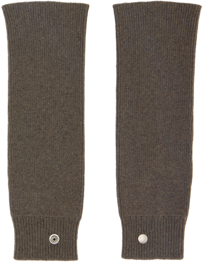 Rick Owens Ribbed-knit Arm Warmers In Grau