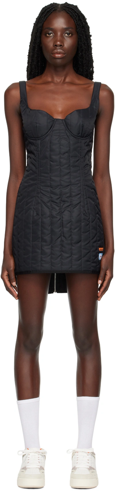 Heron Preston Black Ex-ray Corset Minidress In Black No Colo