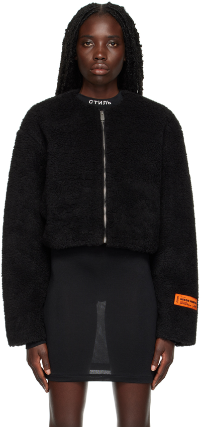 Heron Preston Black Cropped Fleece Jacket