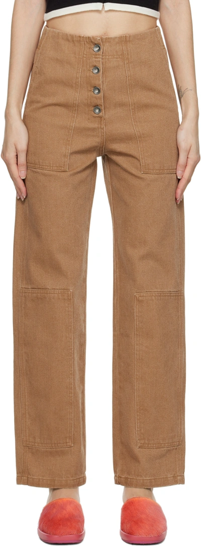 Henrik Vibskov Brown Travel Trousers In Cinnamon