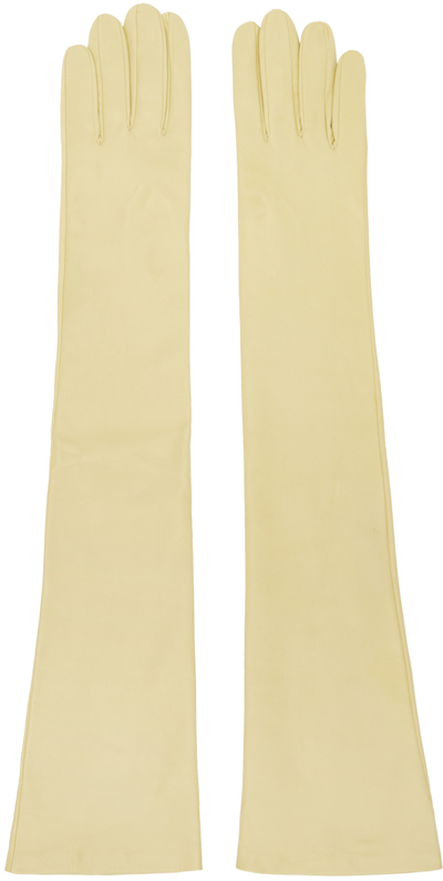 Jil Sander Ochre Leather Gloves In Yellow