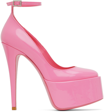 Paris Texas Nancy Patent Ankle-strap Platform Pumps In Flamingo