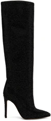 Paris Texas Holly Crystal-embellished Suede Knee Boots In Onyx
