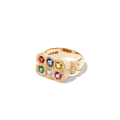 Bleue Burnham 9kt Yellow Gold Flowers Grow Together Sapphire Signet Ring